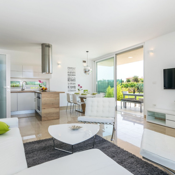 Das Wohnzimmer, Villa Viviana, Villen Viviana, Celi und Apartment Pinia nahe dem Meer, Valbandon - Fažana, Istrien - Kroatien Valbandon